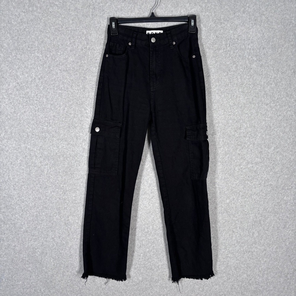 SONG 90s Boyfriend Cargo Jeans Size 00 Baggy Indie Rave Crop Utility Streetwear